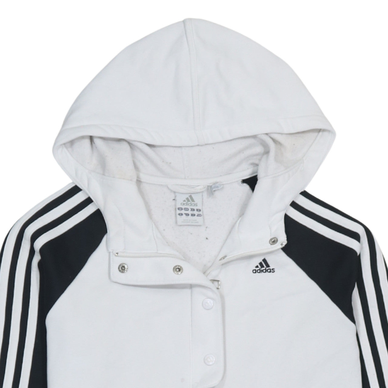 Adidas Womens White Full Zip Hoodie Size 12 Raglan Sleeve Sportswear