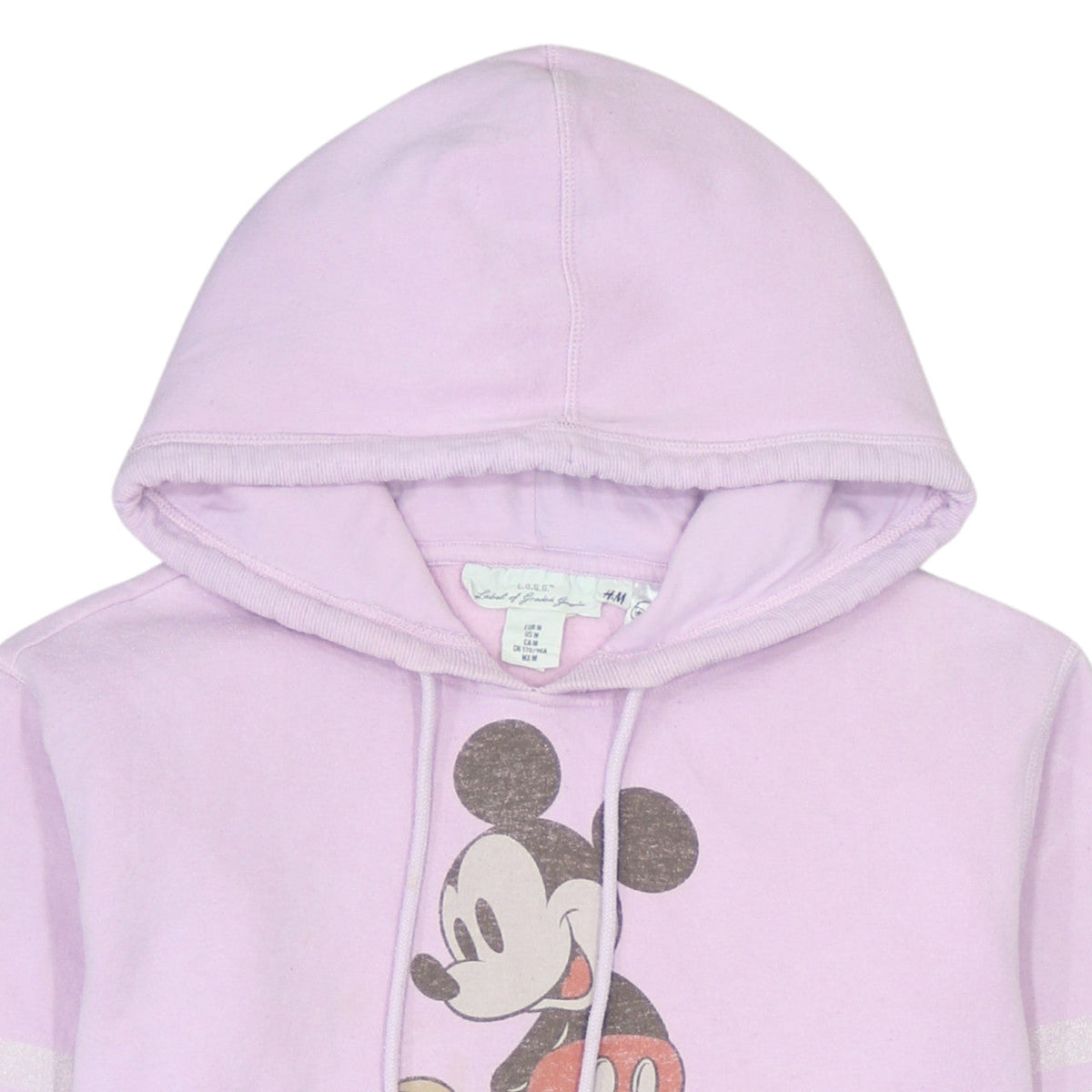 Additional view of H&M Disney Women Pink Mickey Mouse Pullover Hoodie, size 12, Cotton Blend