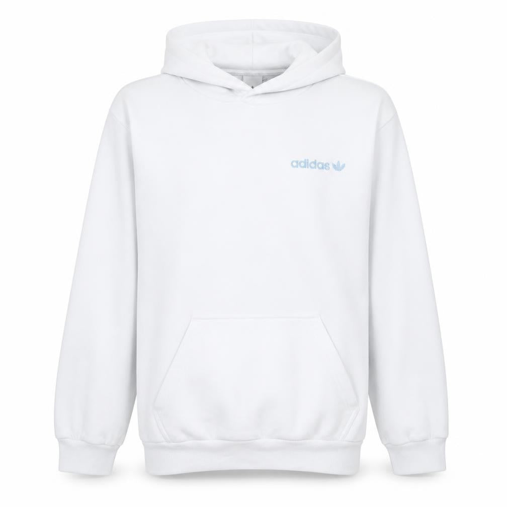 adidas Men's White Pullover Hoodie Small Logo Graphic Print
