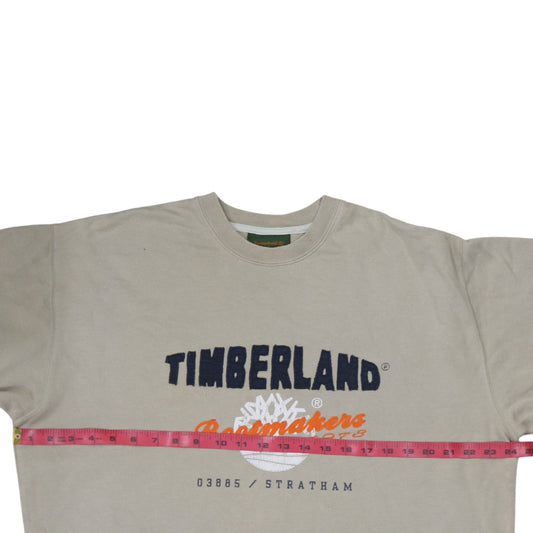 Timberland Women's Beige Embroidered Sweatshirt Size 16 Cotton Pullover