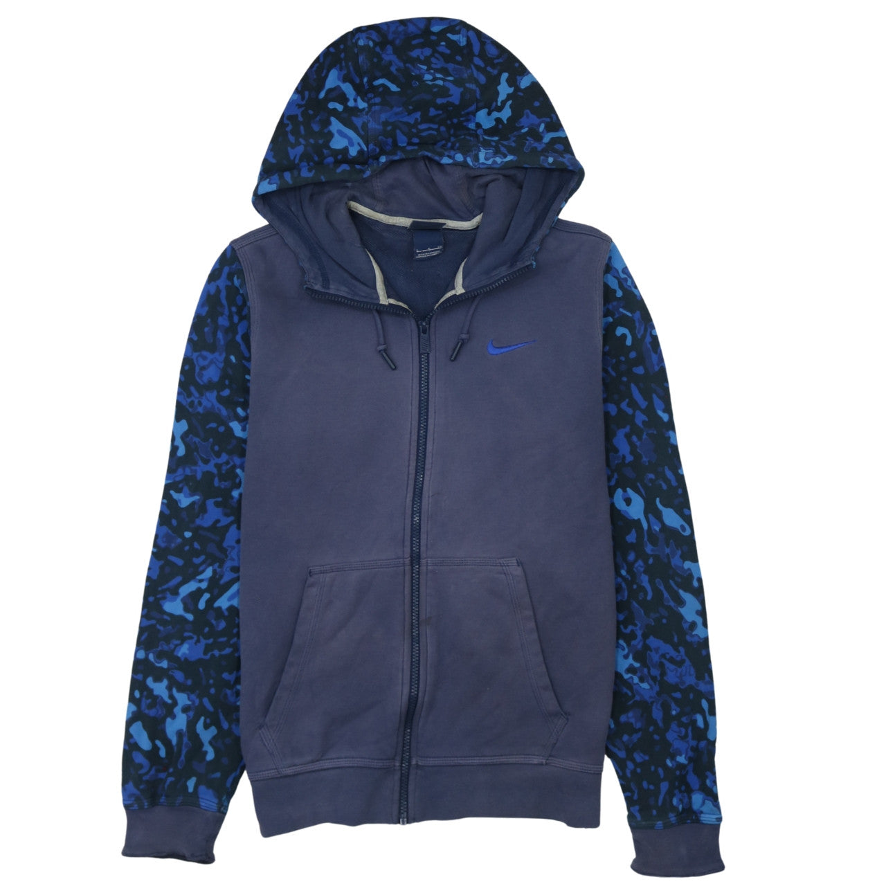 Nike Men's Blue Full Zip Camouflage Sleeve Hoodie Size S