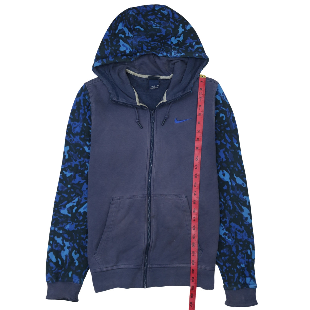 Nike Men's Blue Full Zip Camouflage Sleeve Hoodie Size S