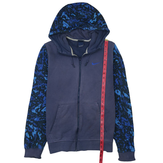 Nike Men's Blue Full Zip Camouflage Sleeve Hoodie Size S