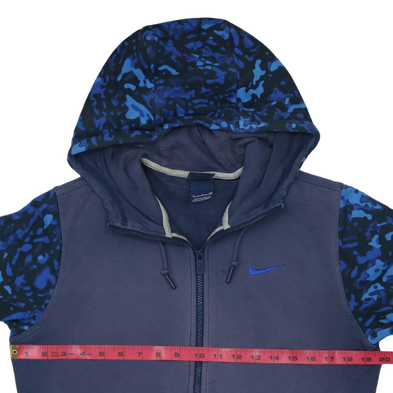 Nike Men's Blue Full Zip Camouflage Sleeve Hoodie Size S