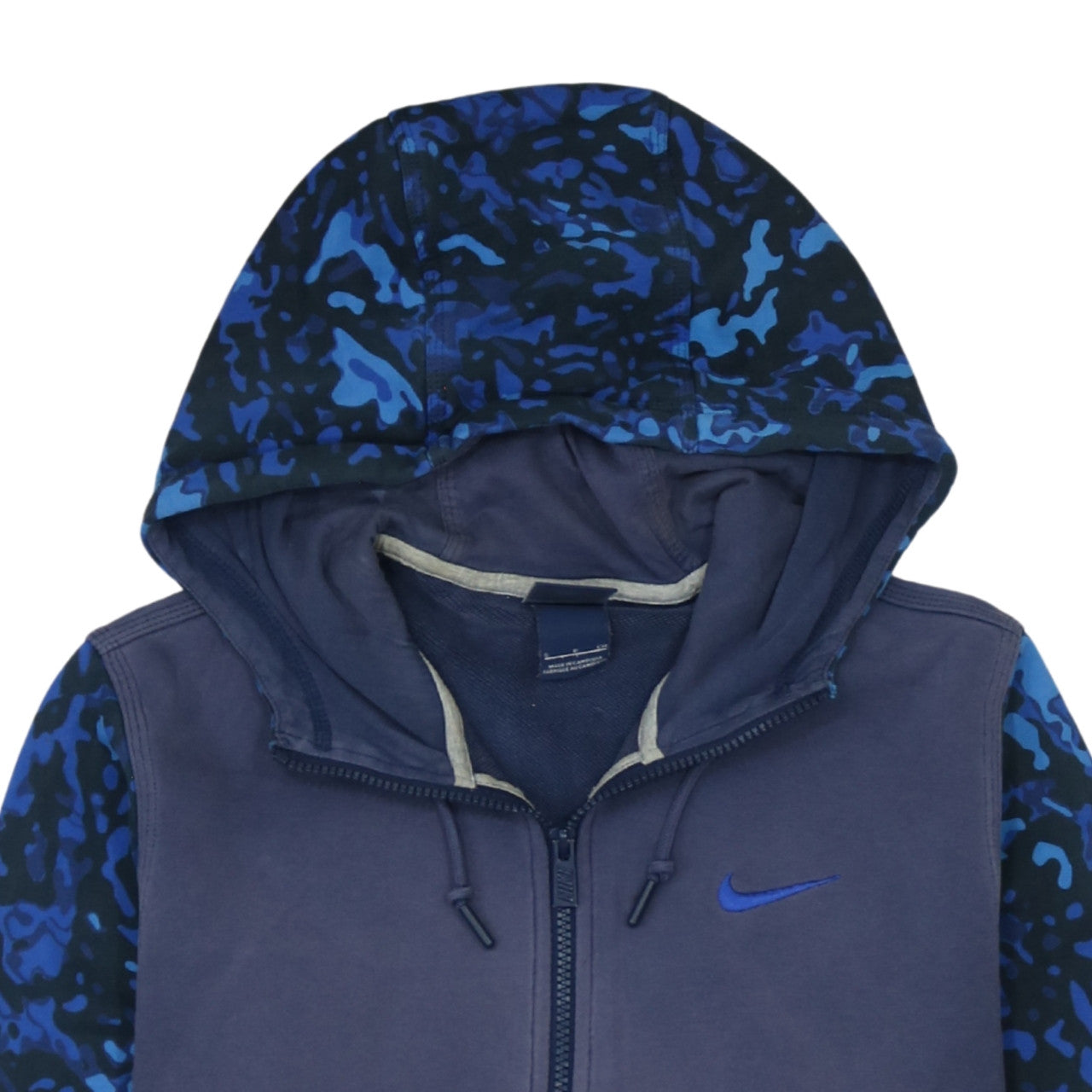 Nike Men's Blue Full Zip Camouflage Sleeve Hoodie Size S