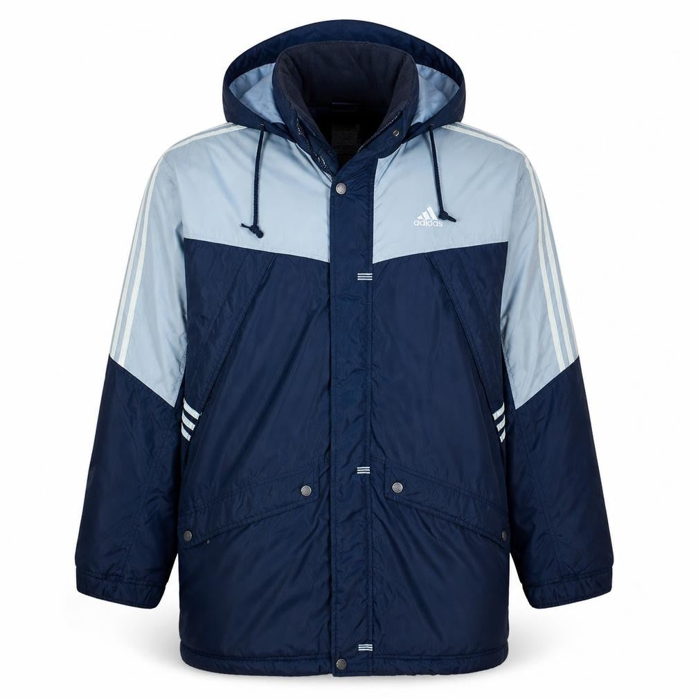 Adidas Men’s Blue Hooded Parka Jacket Size M Water Resistant