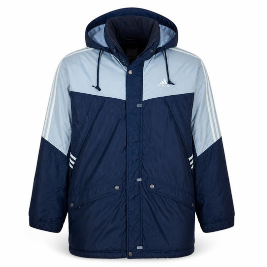 Adidas Men’s Blue Hooded Parka Jacket Size M Water Resistant