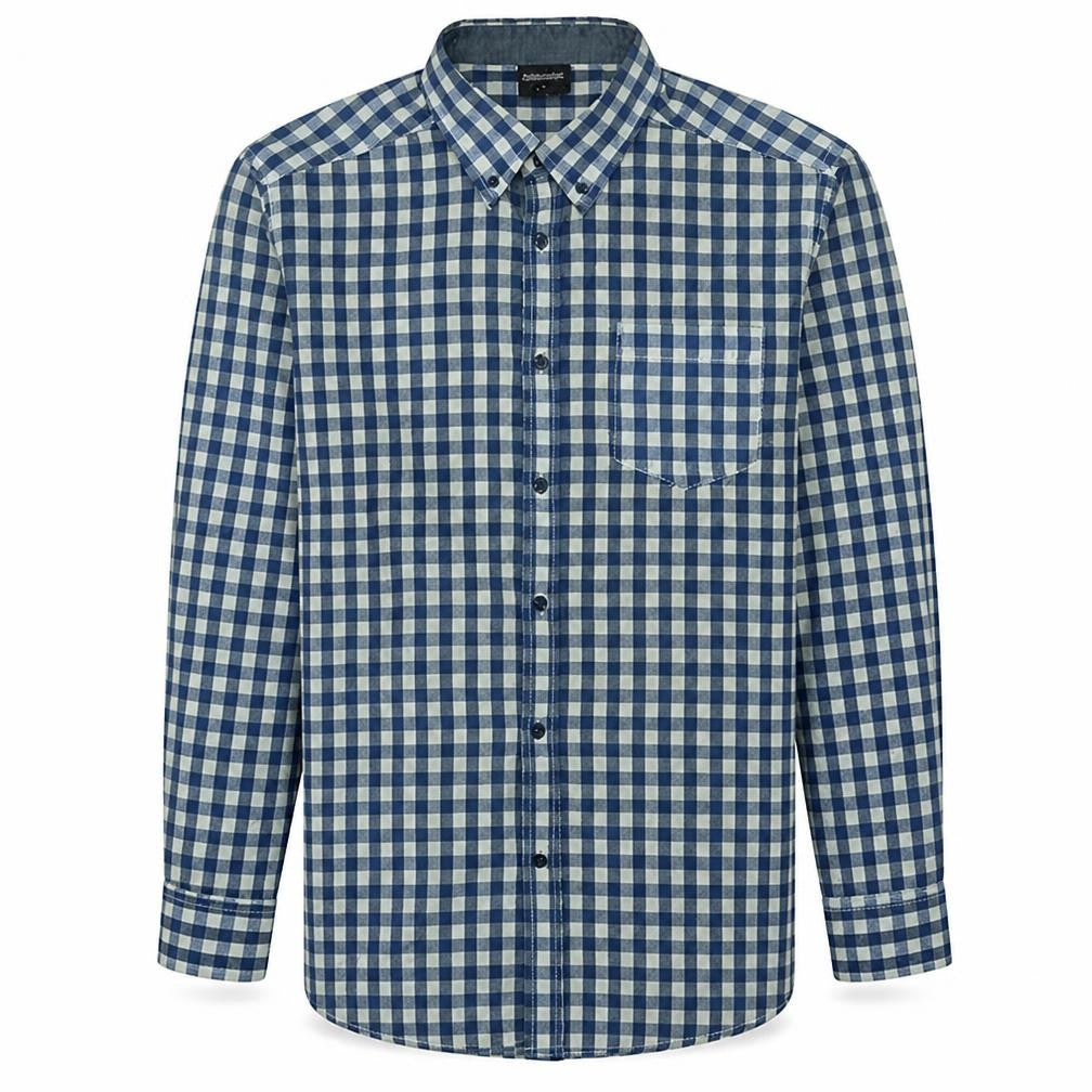 No Boundaries Men's Blue Check Button-Down Long Sleeve Shirt Size L