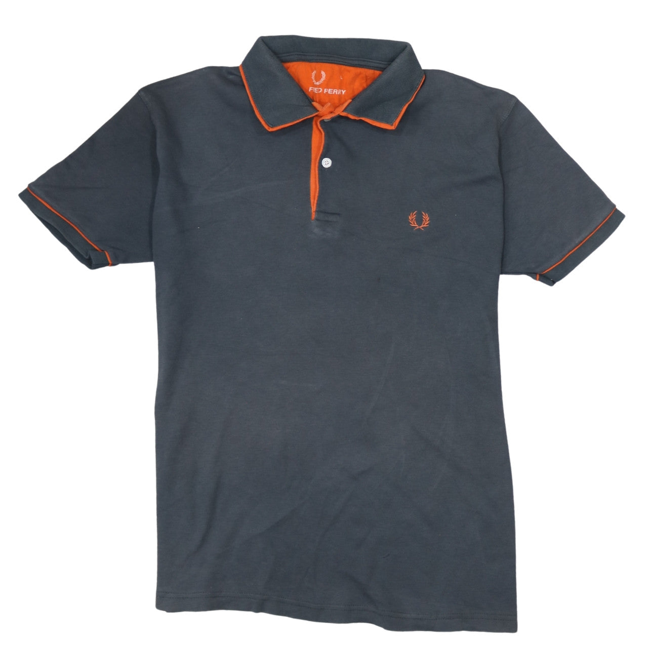 Fred Perry Men's Grey Orange Trim Cotton Polo Shirt Size L