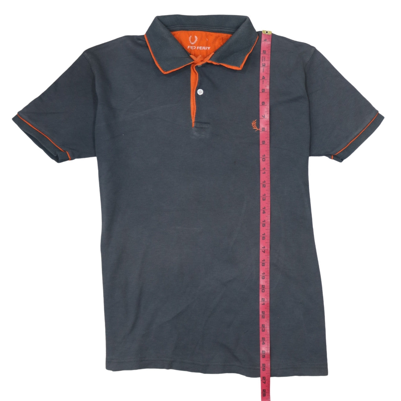 Fred Perry Men's Grey Orange Trim Cotton Polo Shirt Size L