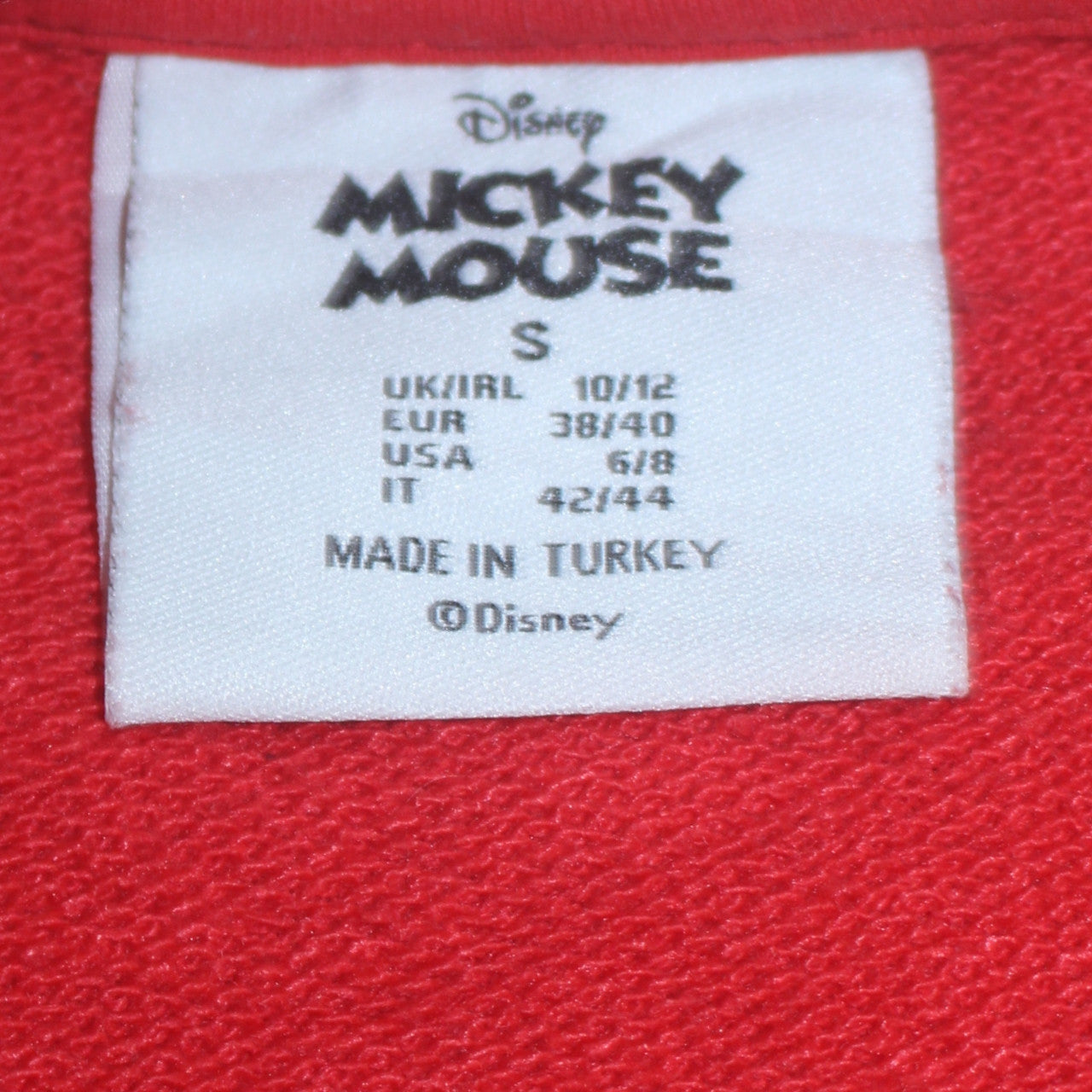Primark Disney Women's Red Mickey Mouse Sweatshirt Size S 10/12
