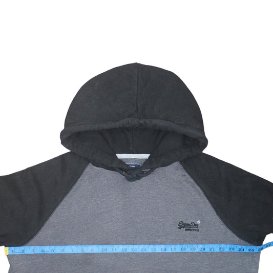 Superdry Men’s Grey & Black Pullover Hoodie 3XL Regular Fit