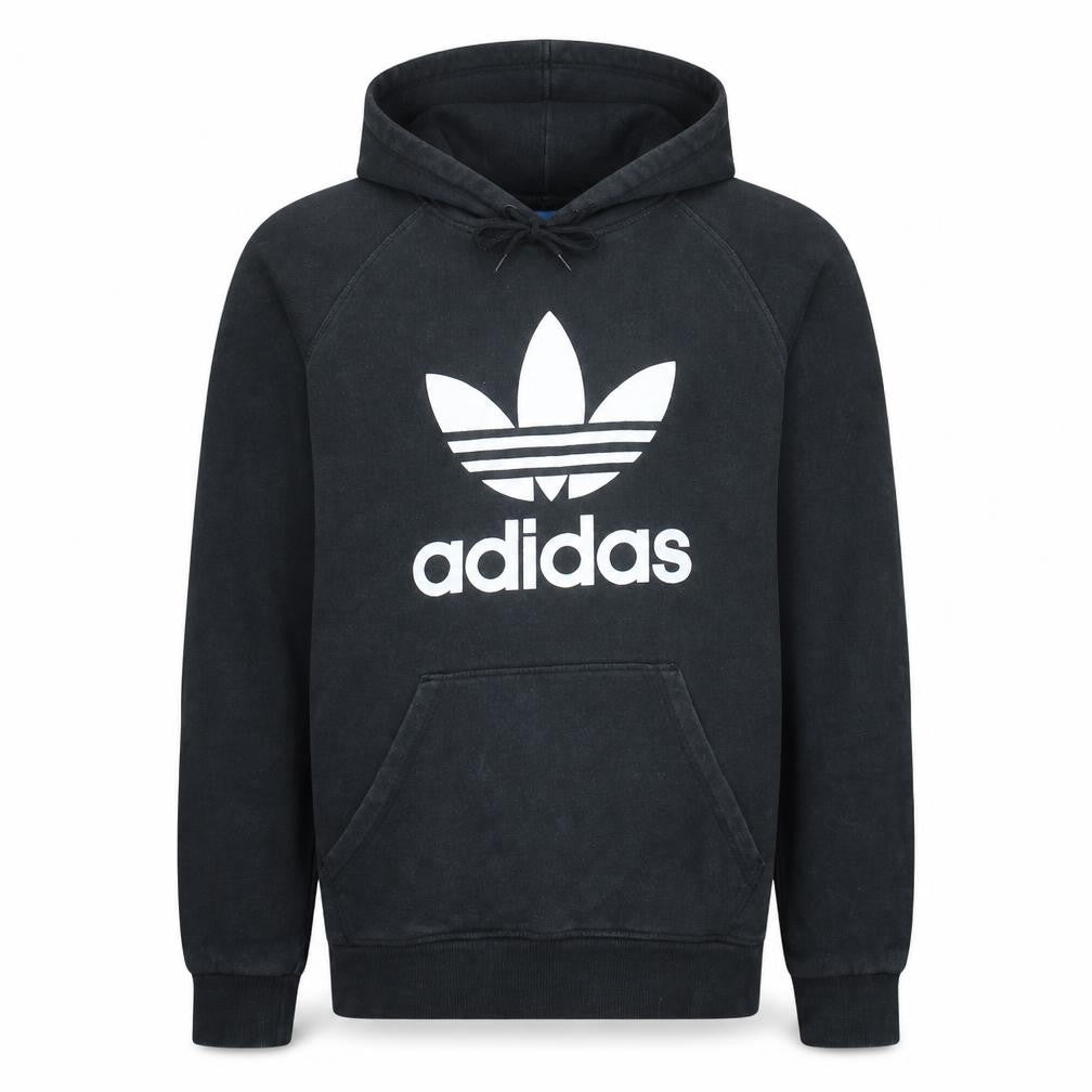 Adidas Men's Black Pullover Hoodie Size M Regular Fit Fleece Logo Sweatshirt