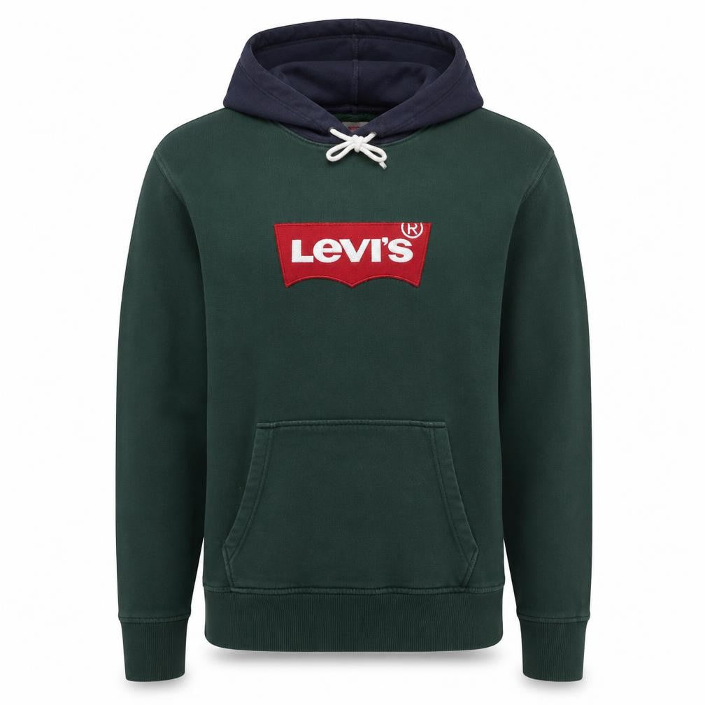 Levi’s Mens Green & Navy Pullover Hoodie S Logo Sweatshirt