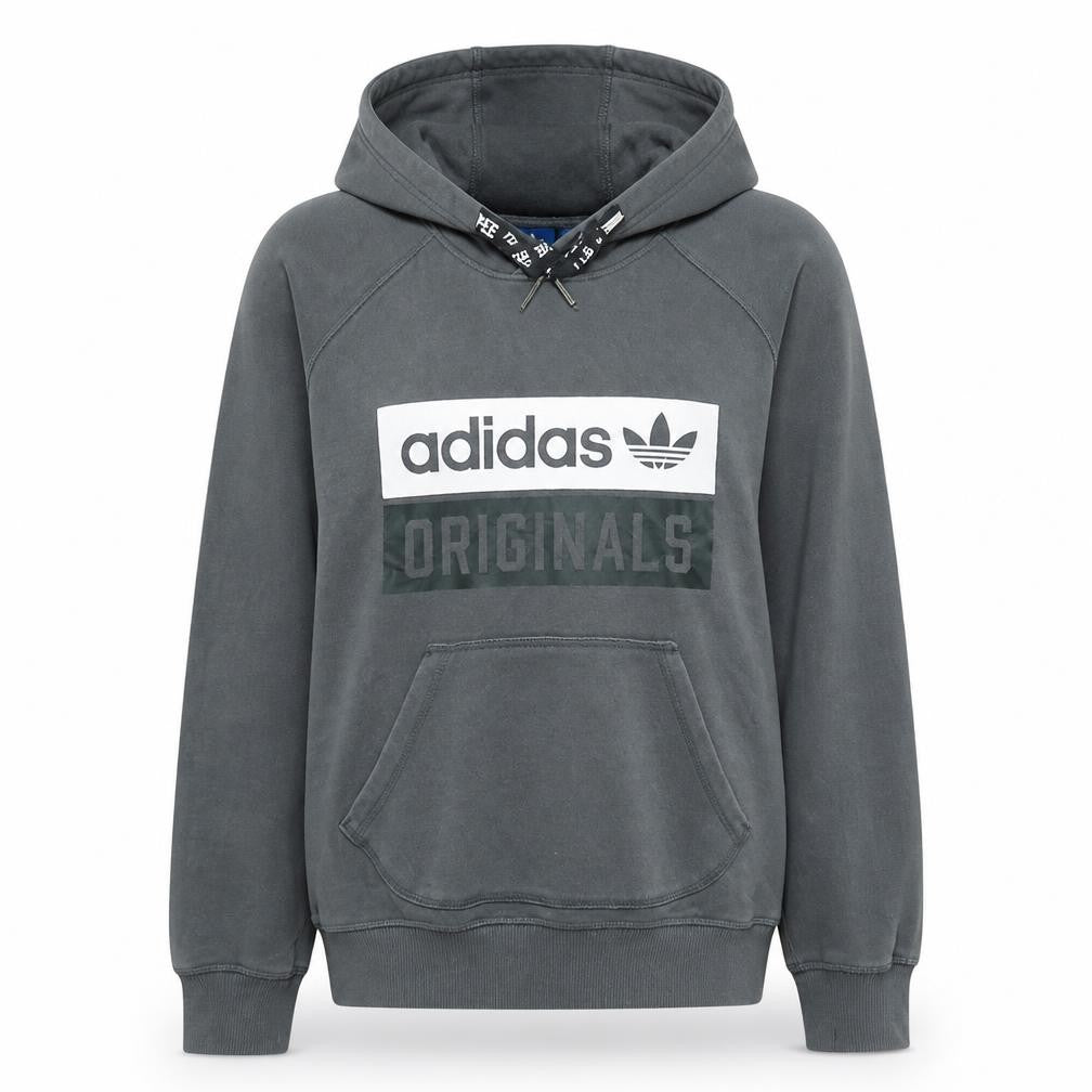 Adidas Originals Womens Grey Pullover Hoodie M Logo Graphic Print