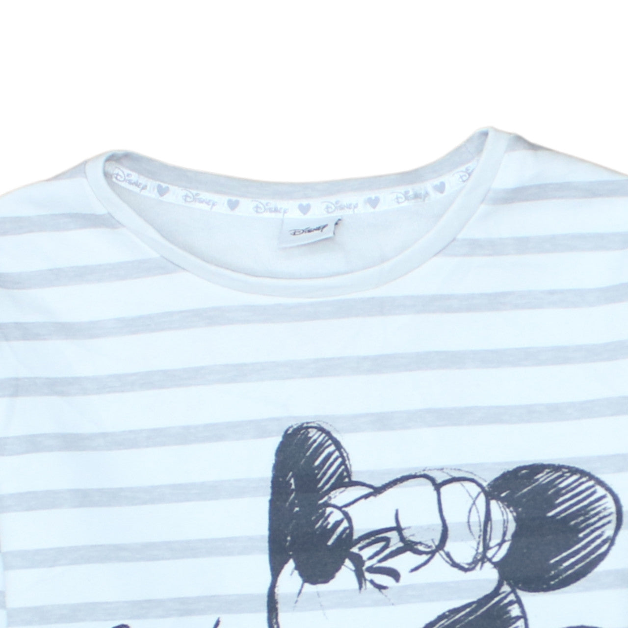 Disney Women’s Grey Striped Pullover Sweatshirt Mickey Mouse S