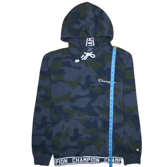 Champion Men's Green Camouflage Pullover Hoodie Size L
