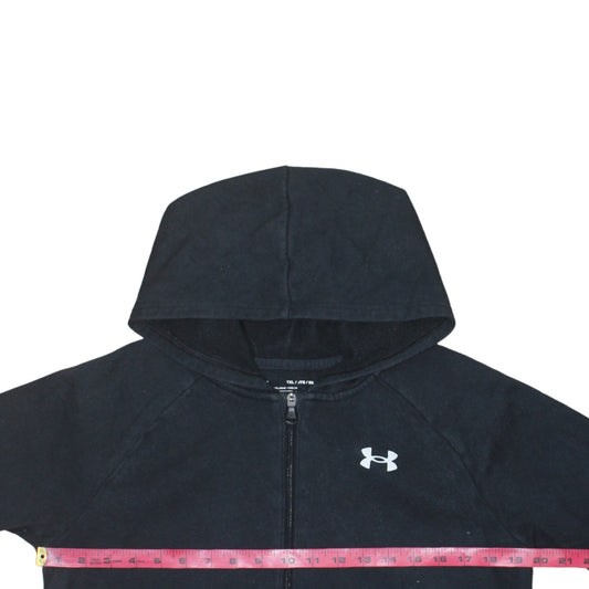 Under Armour Boys Black Full Zip Hoodie Size 158 Fleece ColdGear