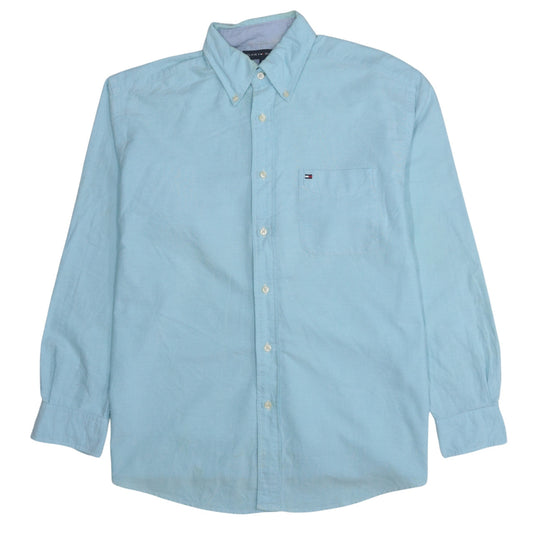 Tommy Hilfiger Men's Blue Button-Down Cotton Casual Shirt M
