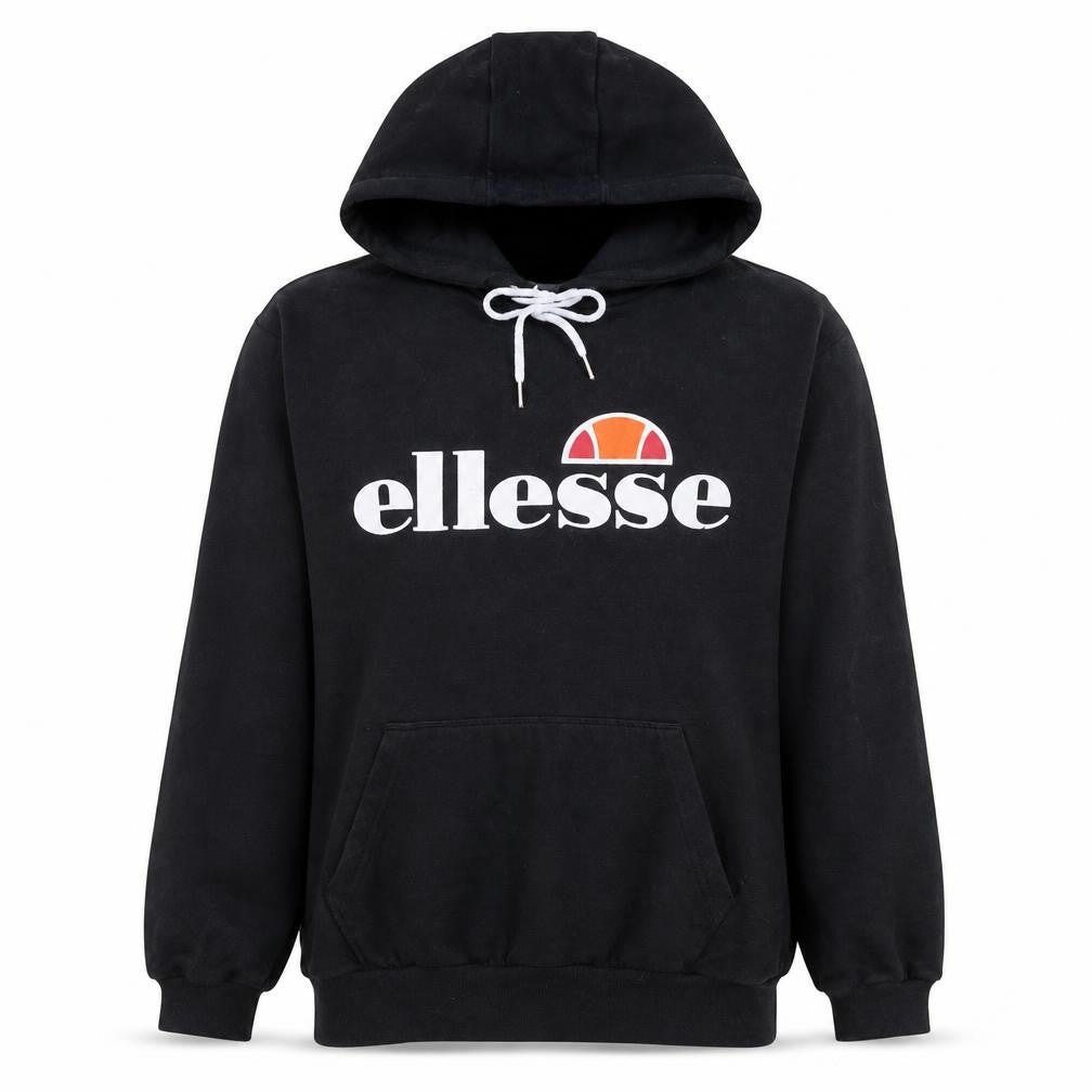 Ellesse Womens Black Pullover Hoodie Size 10 Cotton Blend Logo Sweatshirt