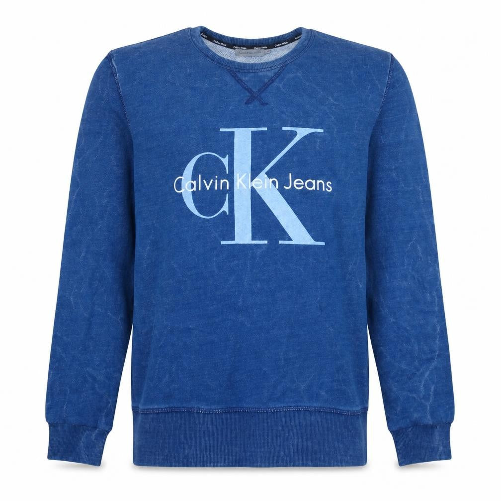 Calvin Klein Jeans Men's Blue Logo Crew Neck Sweatshirt Size S