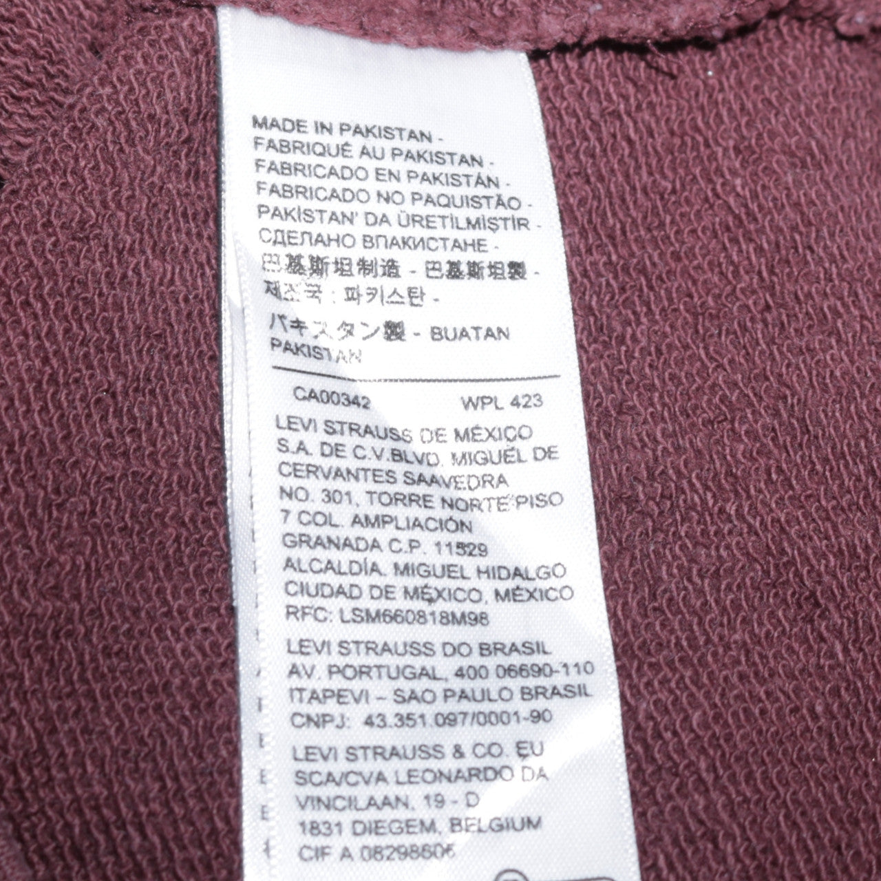 Levi's Men's Brown Full Zip Hoodie Medium Lightweight Cotton Blend