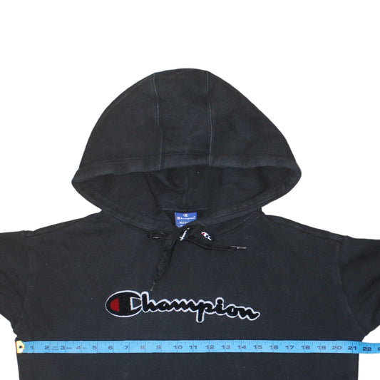 Champion Men's Black Medium Pullover Hoodie with Embroidered Logo