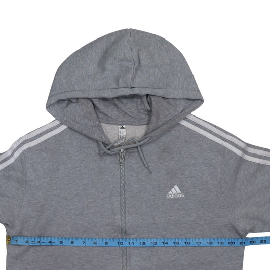 Adidas Womens Grey Full Zip Hoodie Size L 16-18 Hooded Sweatshirt