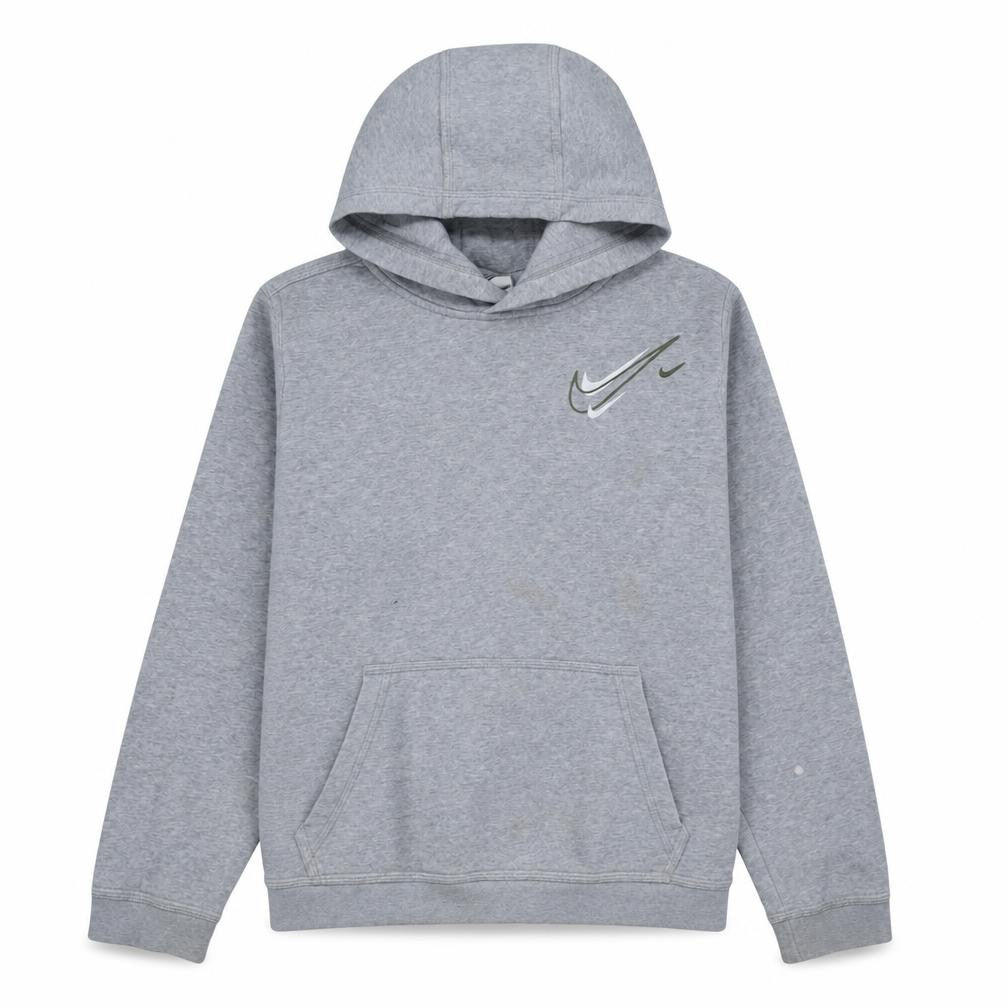 Nike Teens Grey XL Pullover Hoodie with Logo Graphic Print