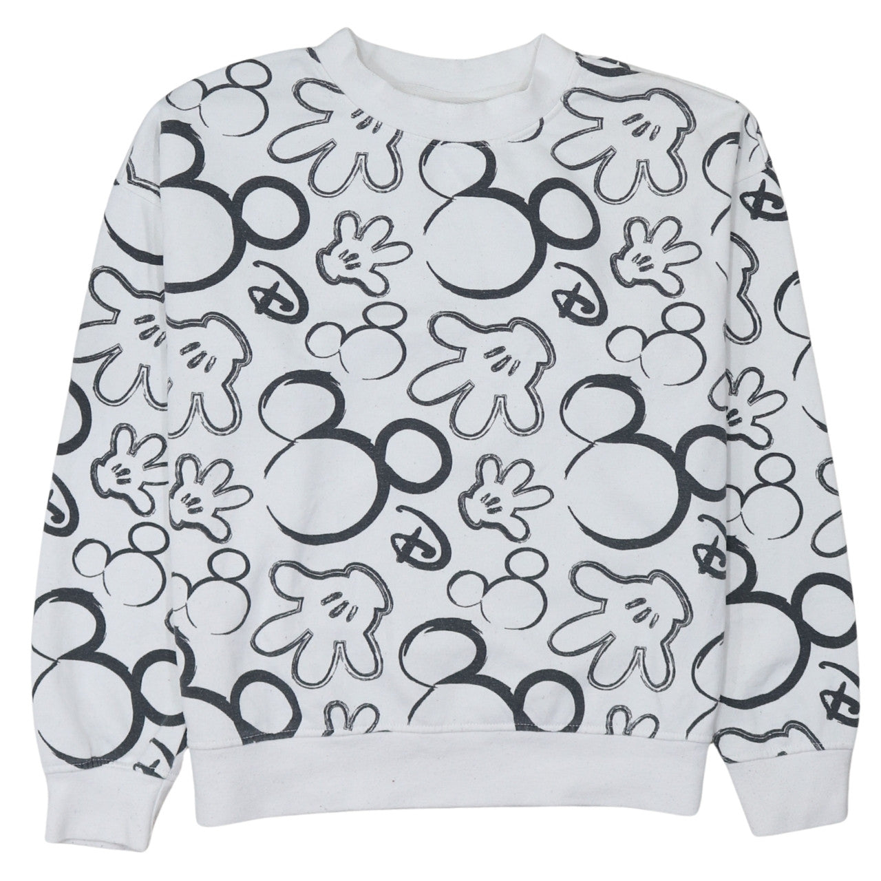Disney Primark Care Women's White Mickey Mouse Print Sweatshirt XS