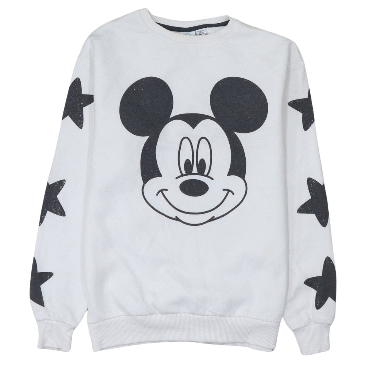 Front view of Disney girls’ white mickey mouse pullover sweatshirt 12-13 years