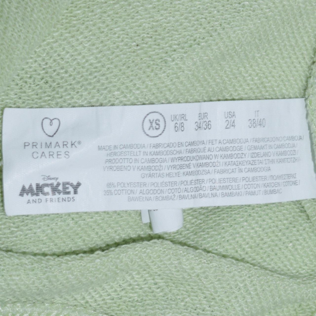 Primark Disney Mickey & Friends Green Sweatshirt XS Women's Casual