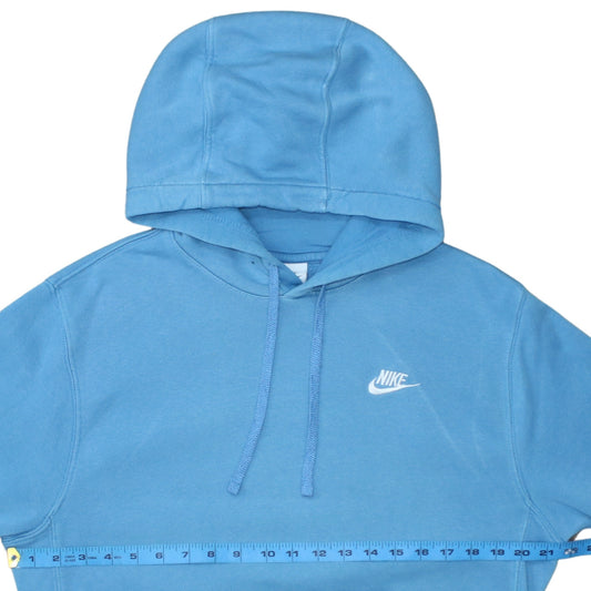Nike Mens Blue Pullover Hoodie Small Logo Fleece Sweatshirt