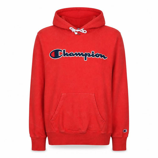 Champion Men's Red Small Pullover Hoodie with Logo Detail
