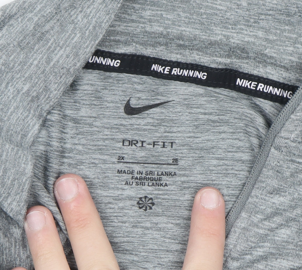 Nike Mens Grey 2XL Dri-FIT 1/4 Zip Running Sweatshirt