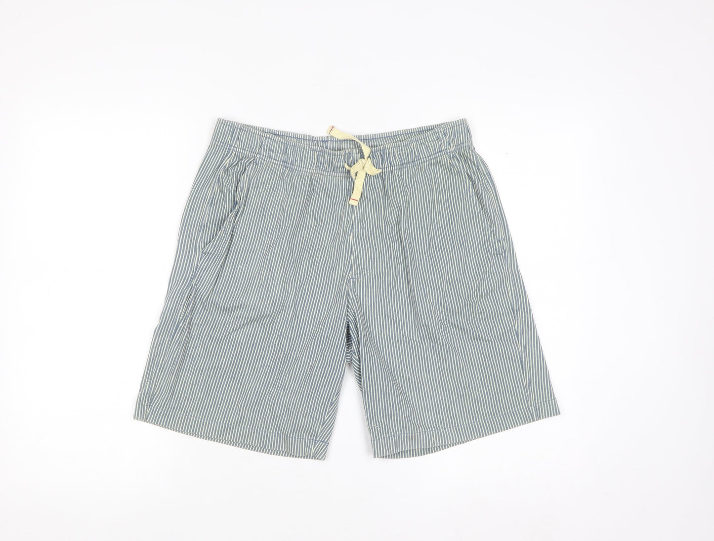 Uniqlo Boys Blue Striped Cotton Twill Drawstring Shorts 11-12 Years