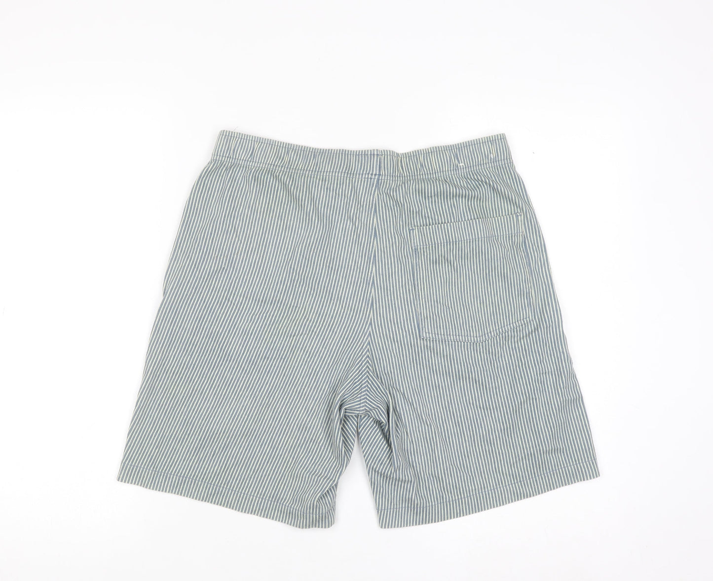 Uniqlo Boys Blue Striped Cotton Twill Drawstring Shorts 11-12 Years