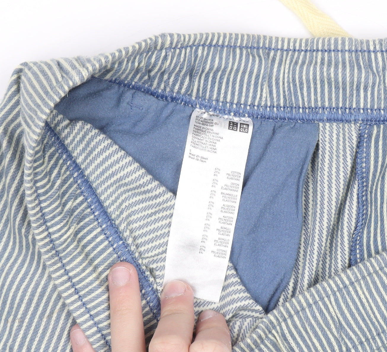 Uniqlo Boys Blue Striped Cotton Twill Drawstring Shorts 11-12 Years
