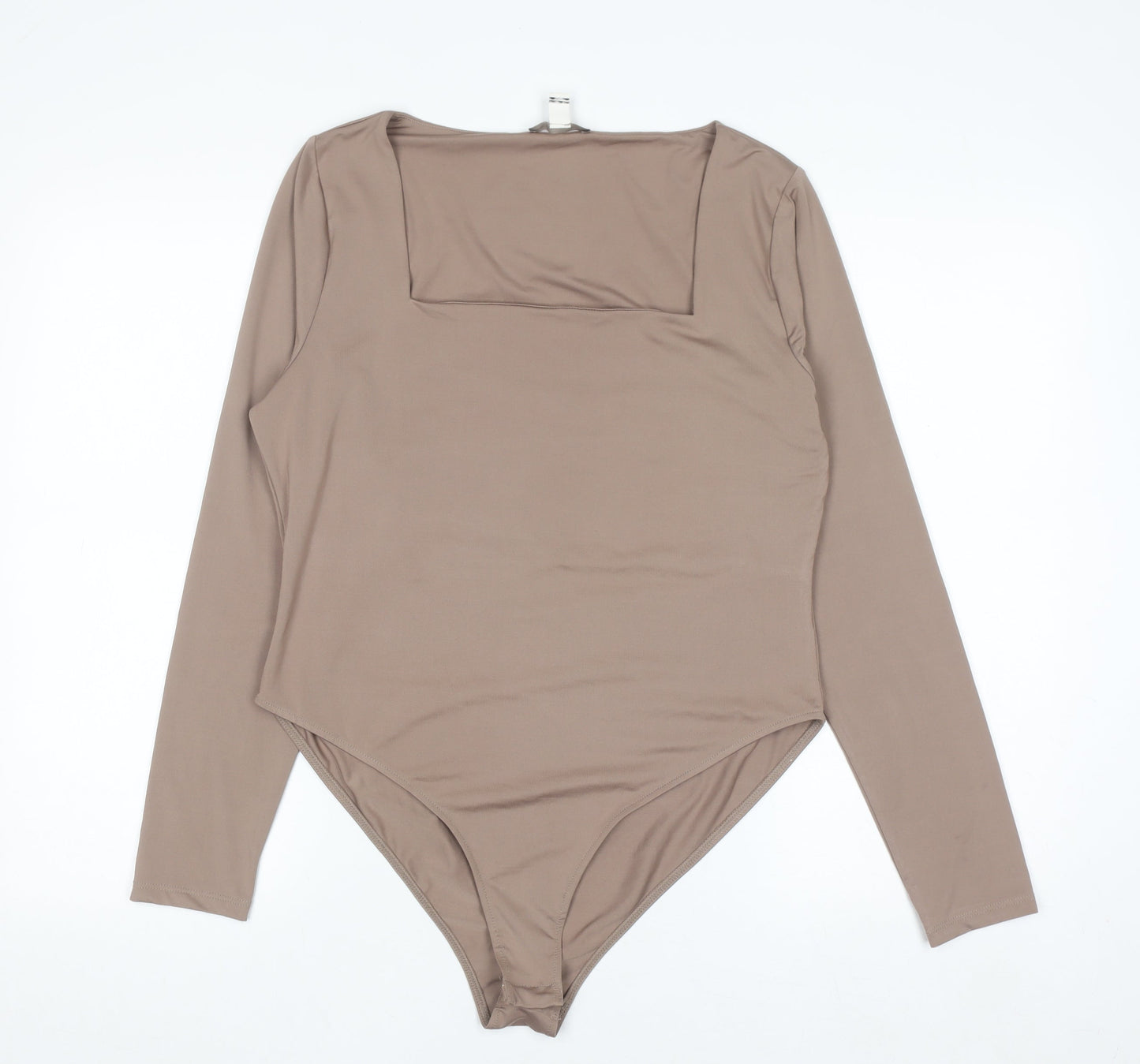River Island Women Brown Size 16 Square Neck Long Sleeve Bodysuit