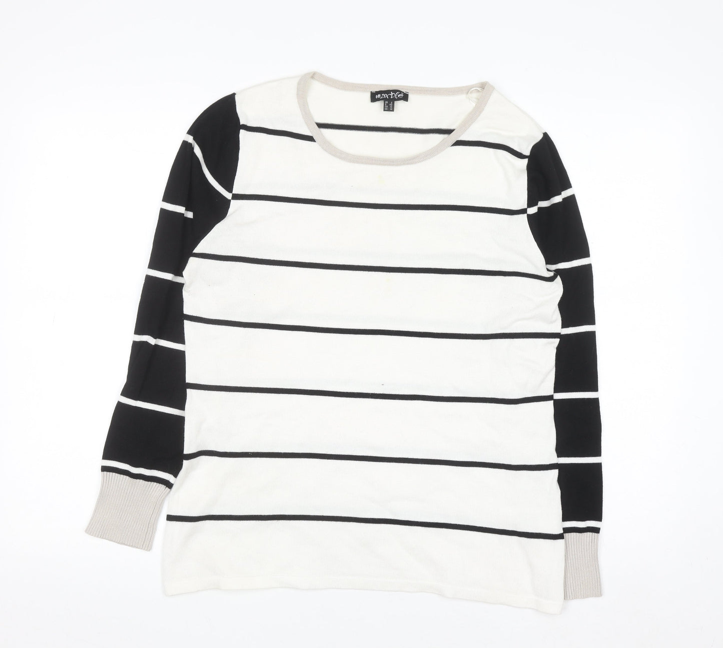Marble Women’s Black & White Striped Pullover Jumper Size 12