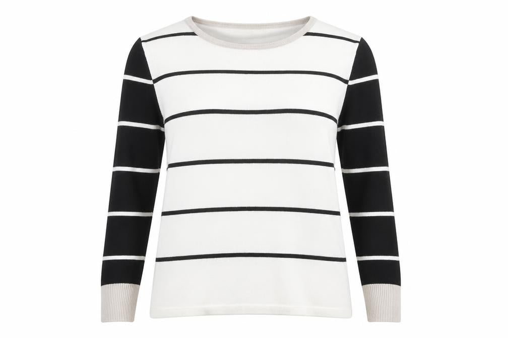 Marble Women’s Black & White Striped Pullover Jumper Size 12