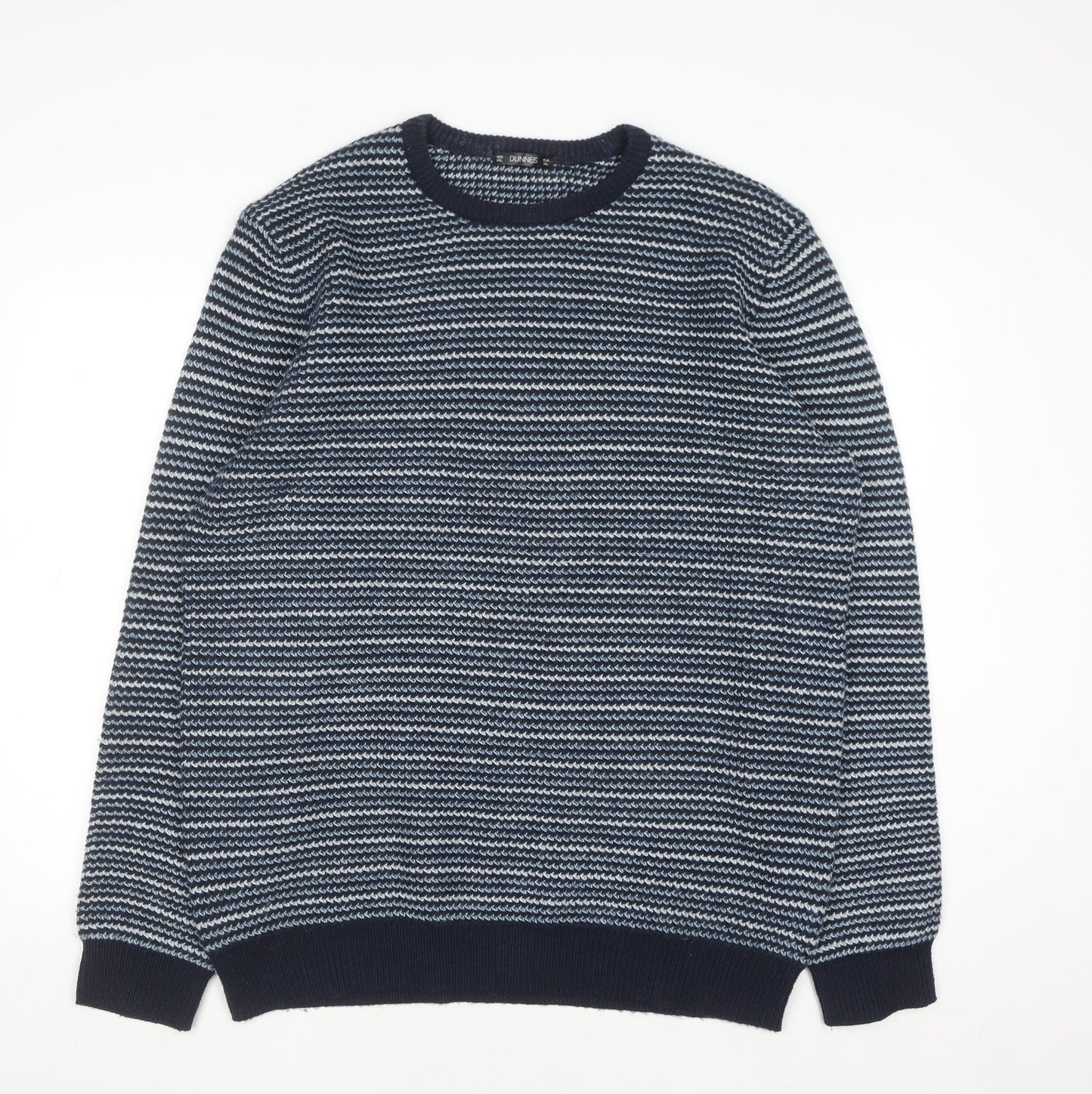 Dunnes Stores Men’s Blue Striped Crew Neck Pullover Jumper 2XL