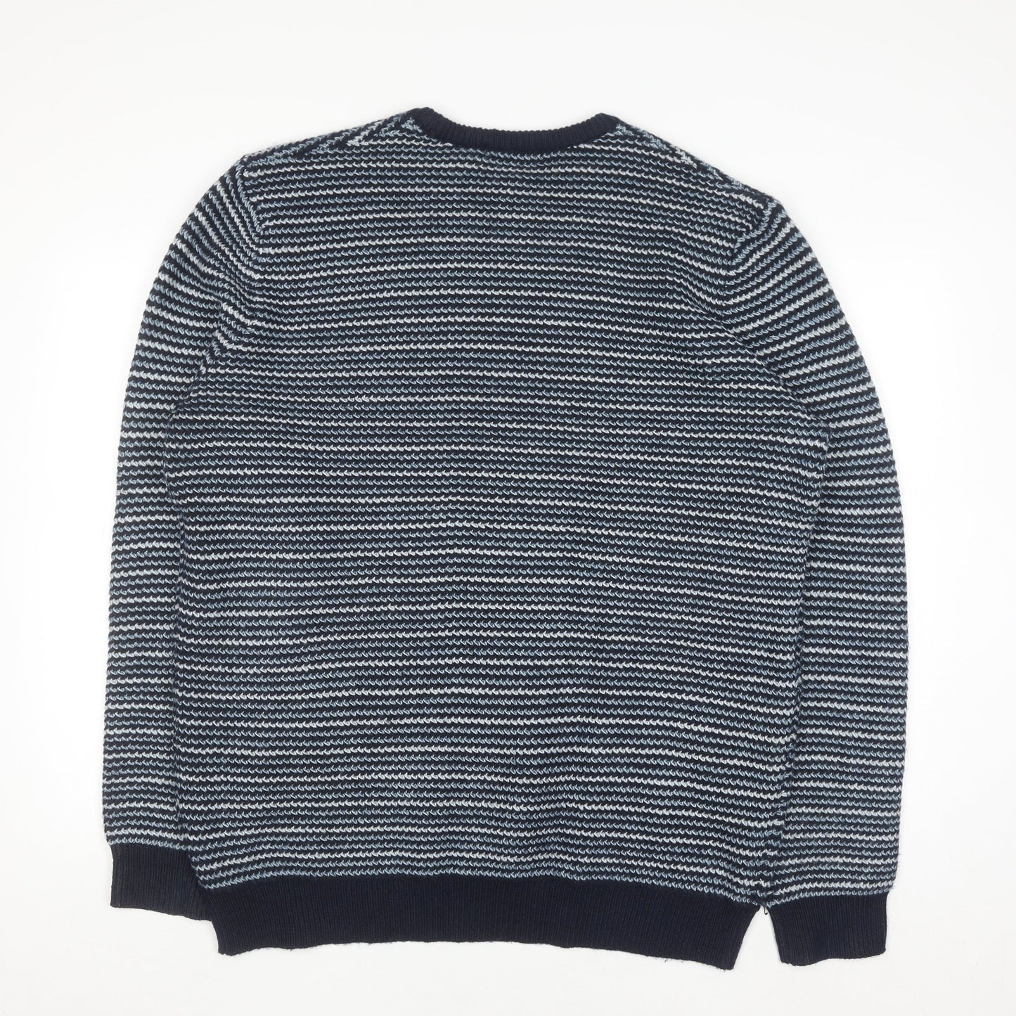 Dunnes Stores Men’s Blue Striped Crew Neck Pullover Jumper 2XL
