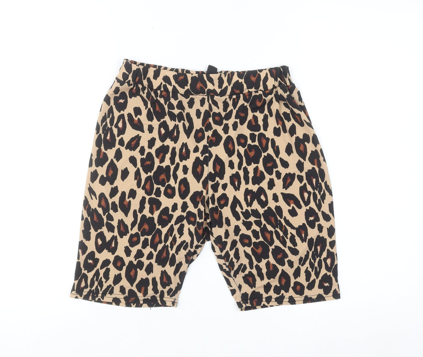 New Look Women's Beige Leopard Print Biker Shorts UK 12