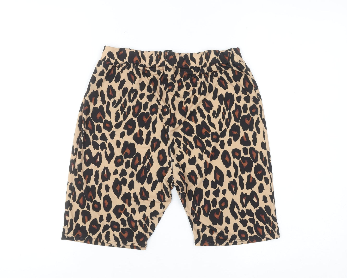 New Look Women's Beige Leopard Print Biker Shorts UK 12