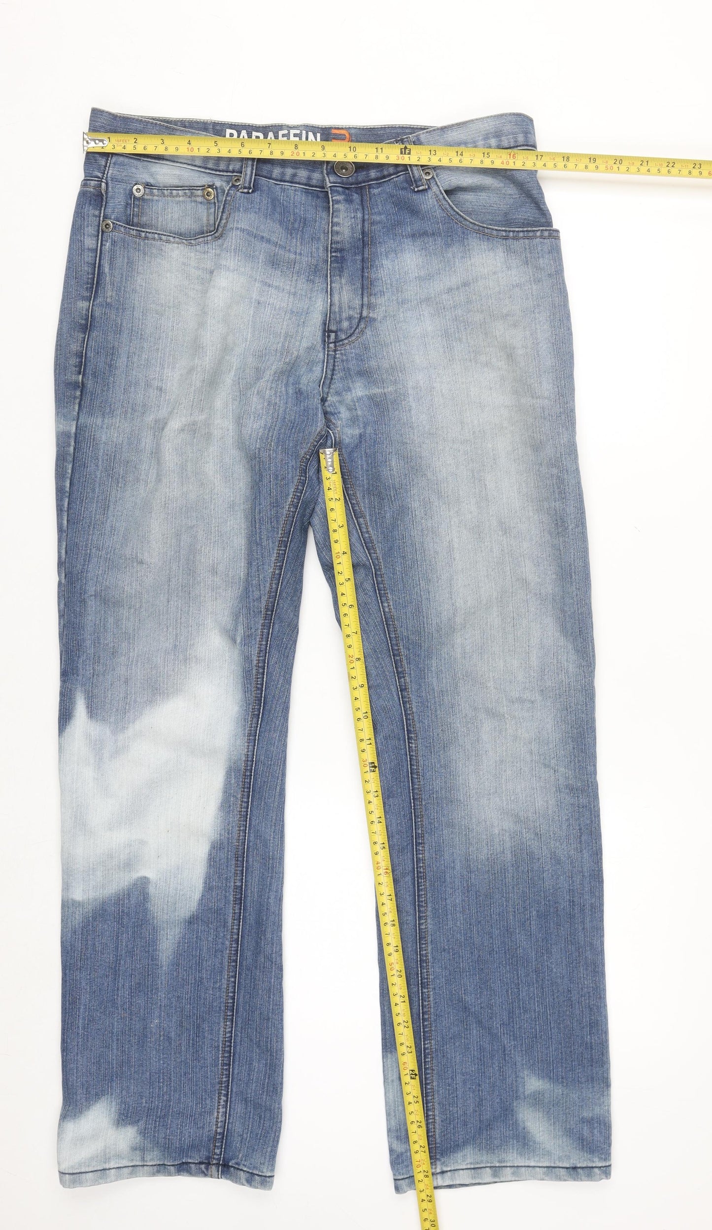 Paraffin Men's Blue Straight Fit Denim Jeans Size 34 Regular