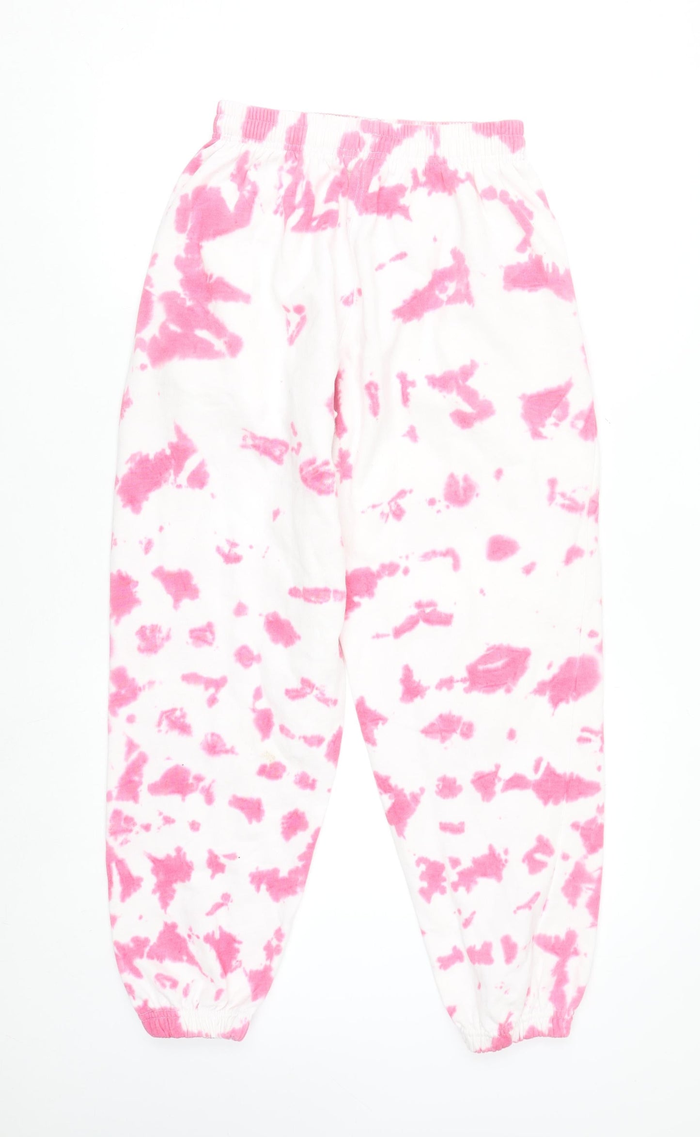 Stylewise Women's Pink Tie-Dye Jogger Trousers Size L UK 12 Cotton Blend