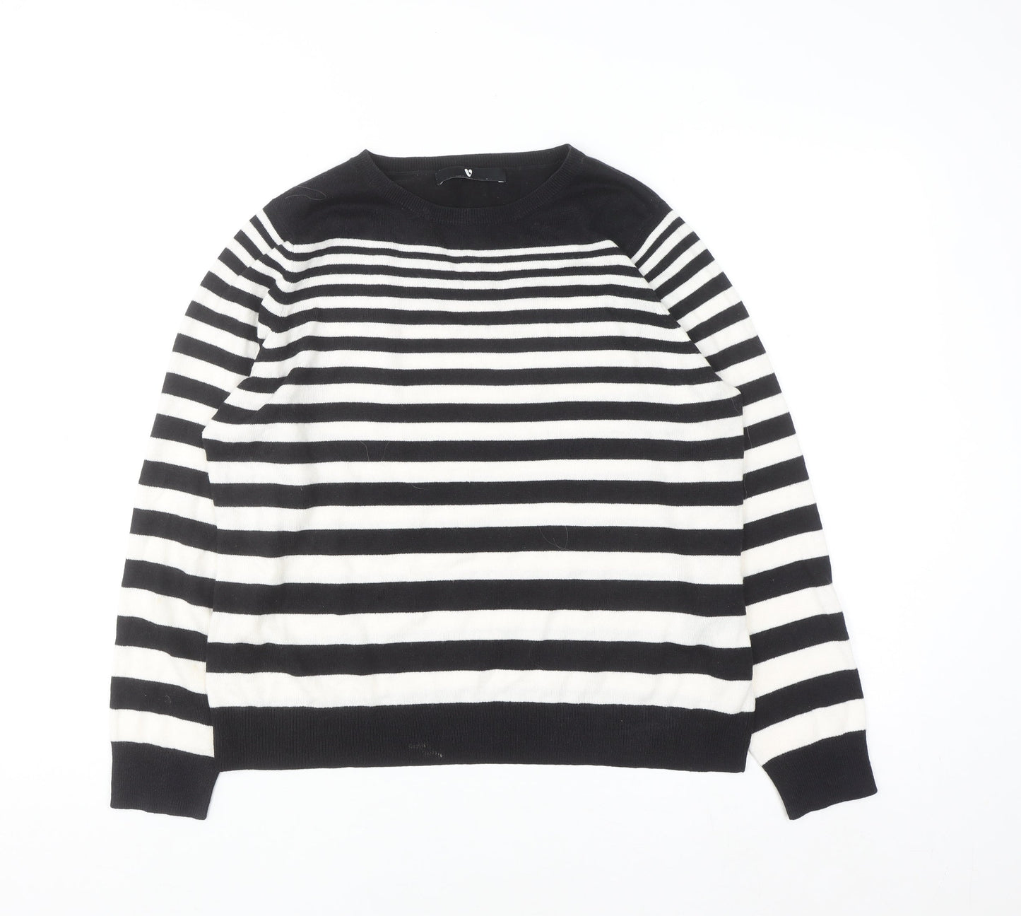 Very Women's Black & White Striped Knit Jumper Size 16