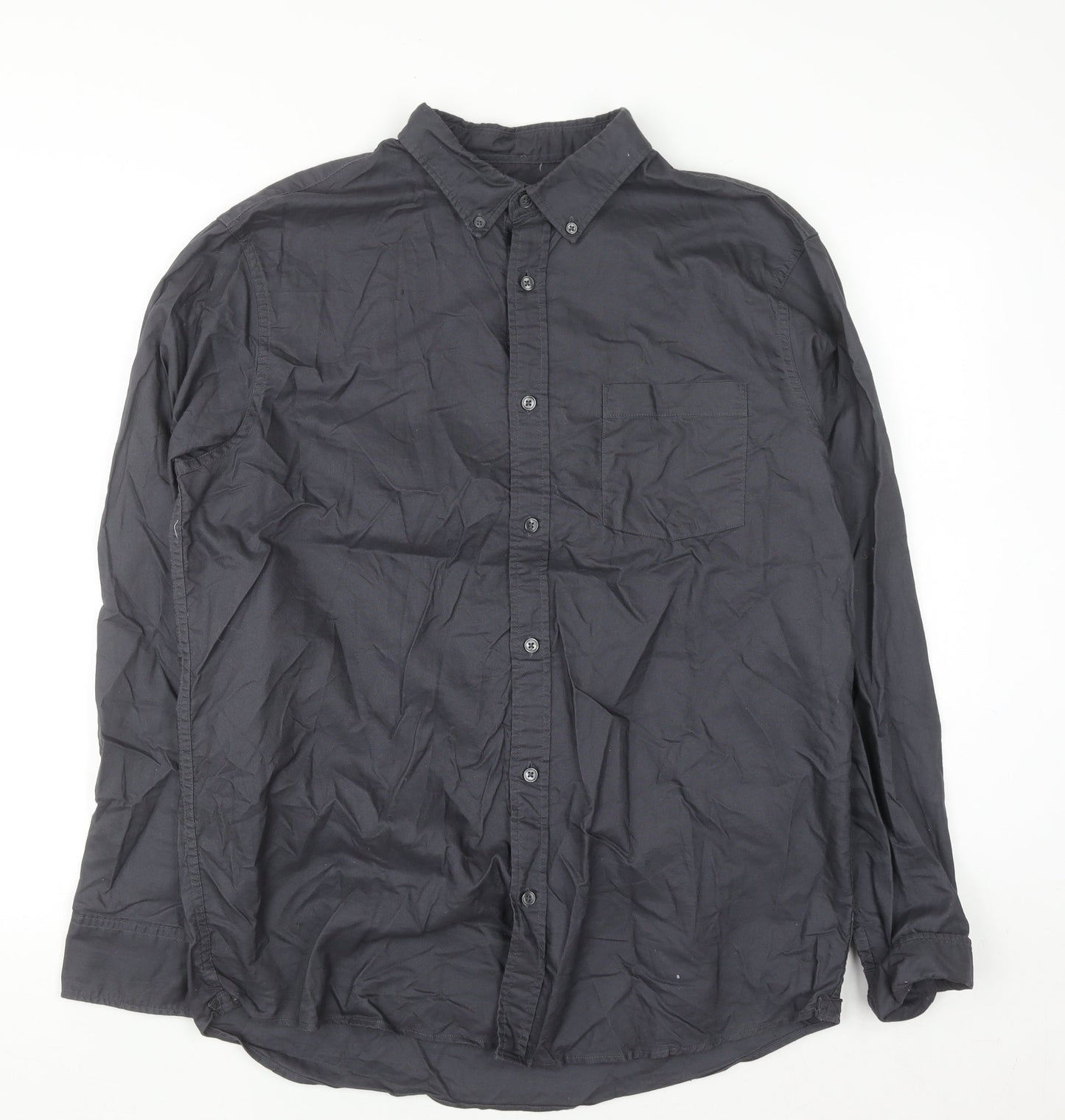 Dunnes Stores Men's Grey Regular Fit Cotton Button-Up Shirt L
