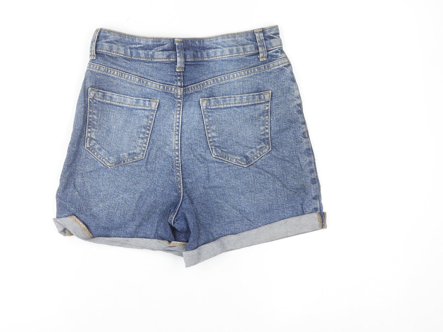 Primark Women Blue Denim High-Rise Shorts Size 6 Cotton Blend